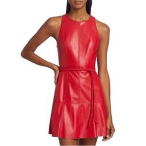 Alice + Olivia
Leandra Vegan Leather Mini Dress Red